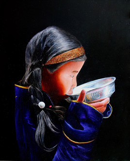 jeune fille et son bol de lait