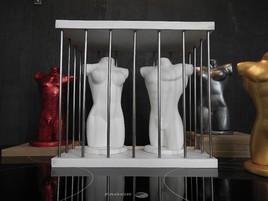 Buste Homme et femme nus dans une cage gay lesbienne int.