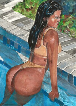 Femme dans l'eau de la piscine