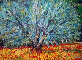 Olivier aux coquelicots