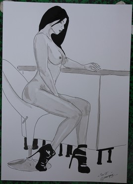 dessin nu féminin erotique portrait "Bureau design"