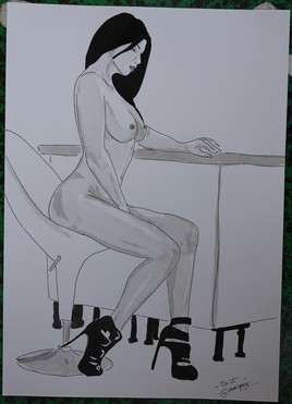 dessin nu f&eacute;minin erotique portrait "Bureau design"