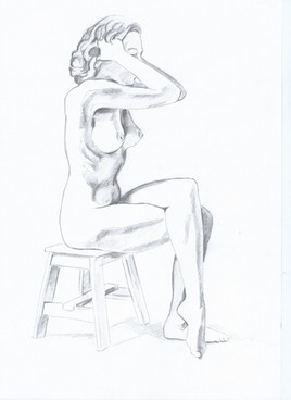 assise sur un tabouret