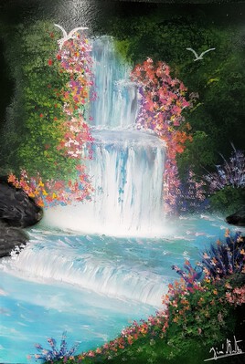Spray paint art paysage zen