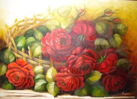 Rosas vermelhas no cesto
