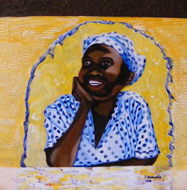 malgache au chemisier bleu