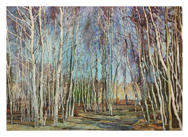 forêt de bouleau-aquarelle