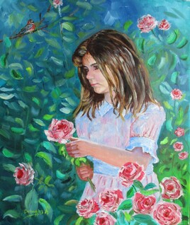 JULIE la rose HUILE TOILE 61X46