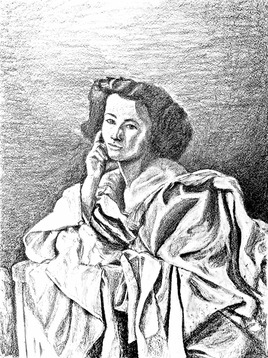Sarah Bernhardt drapée / Drawing Sarah Bernhardt dressed in a sheet