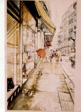 watercolor  by the painter Claude Dubois   画家克劳德·杜波依斯（Claude Dubois）的水彩画（马赛罗马街）