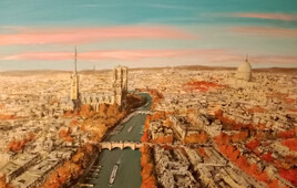 Ville de lutaye-(imaginaire) acrylique sur toile 115cm x 75cm