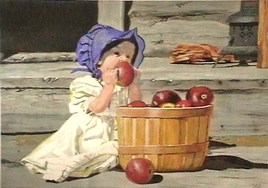 fillette &agrave; la pomme