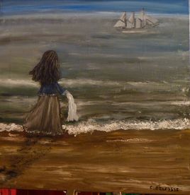 La fiancée, paysage marin à l'huile sur toile de lin