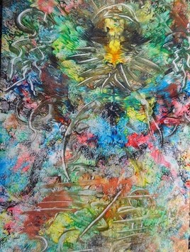 ELIE BERNARD ACRYLIQUE ART ABSTRAIT ORIGINALE SUR TOILE 35X65