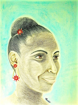 Portrait Jeune femme souriant Kersia / Drawing Portrait of a smiling woman