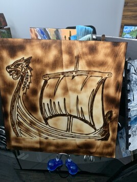 Pyrogravure drakkar Pyrogravure drakkar