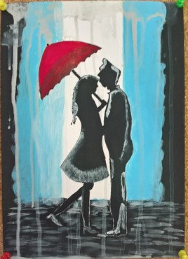 Couple sous la pluie
