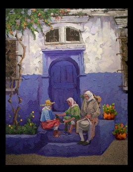 Devant la porte bleue