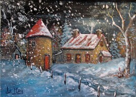 Il neige sur le vieux Moulin de pierre