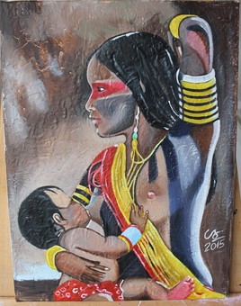 "Amazonienne et son enfant"...