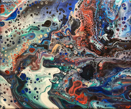 DelSoko 4 technique mixte sur ch&acirc;ssis entoilé. 25x30-cm