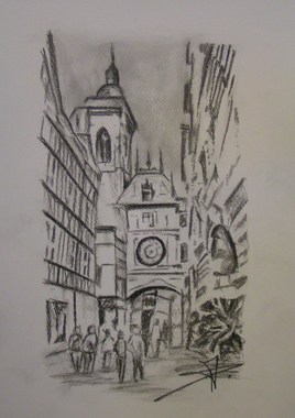 Gros horloge en noir et blanc