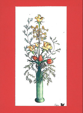 Composition Florale au vase vert