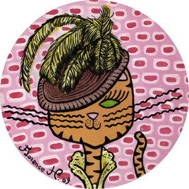 Portrait naïf de chat en chapeau Multiplumes