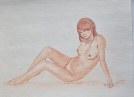 Nu posant sur un lit