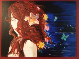 Femme aux cheveux color&eacute;s