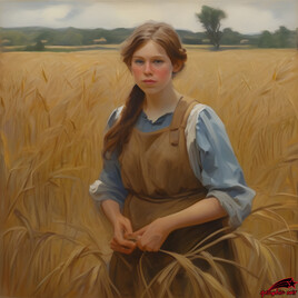 Paysanne dans un champ de blé
