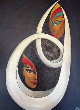 L&rsquo;Entrelacs des Destins; acrylique et techniques mixtes, 80x60