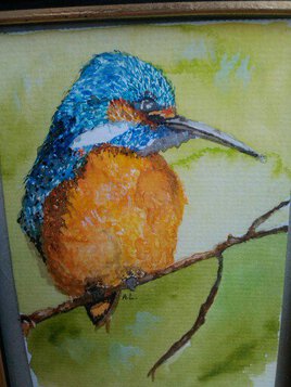 Martin-p&ecirc;cheur &agrave; l'aquarelle