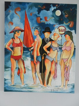 Magritte et les bretonnes à l arret de bus