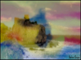 Une ombre près d'un rocher