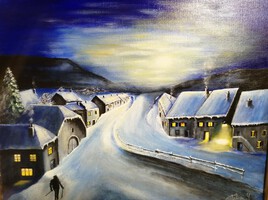 paysage de neige la nuit