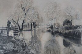 Hiver sur l Aubois 1956 cours d eau &agrave;  Jouet sur l Aubois VENDU