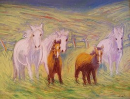 chevaux au pastel sec