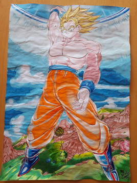 Art manga DBZ songoku with genkidama