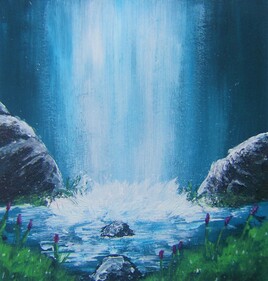 Essai acrylique - Waterfall landscape