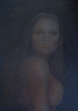 Femme, peinture &agrave; l'huile sur toile d'Alberto Thirion