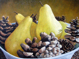 Golden Pears and Pine Cones