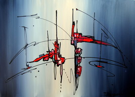L'abstraction Fantastique №1351 La taille de la toile de 72 cm x 100 cm. Acrylique.