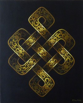 Noeud infini fleuri or