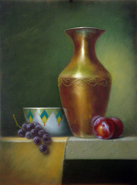 Still life with plums and grape