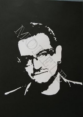 Bono- (U2) -Portrait-Stencil-Papier- paper-Scrapbooking