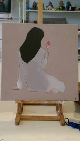 Peinture acrylique "femme de dos"