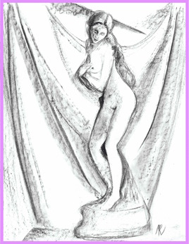 Jeune fille debout nue / Drawing A naked standing  young woman
