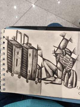 Voyageur en attente de son avion.