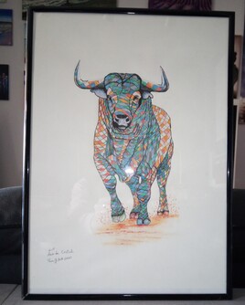 Toro de cristal 29x42 technique mixte